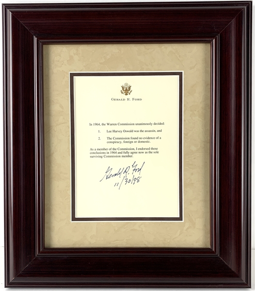 President Gerald R. Ford Signed Letter Re: Warren Commission & JFK Assassination in Framed Display (Beckett/BAS Guaranteed)