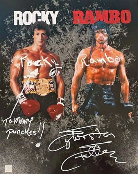 Sylvester Stallone Unique Signed 16" x 20" Color Photo with Multiple Inscriptions (ASI COA)(Beckett/BAS Guaranteed)