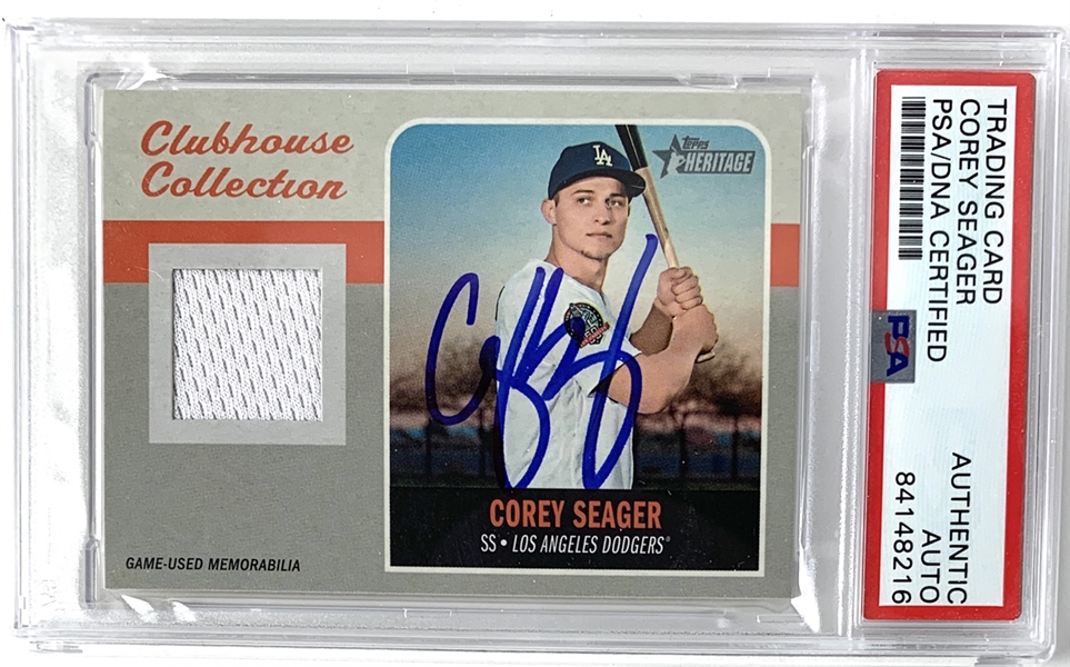 Corey Seager Signed 2019 TOPPS Heritage Clubhouse Collection Patch Card (PSA/DNA Encapsulated)