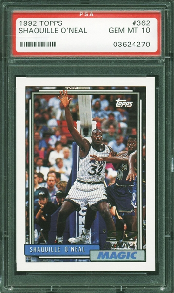 1992 Topps Shaquille ONeal #362 Rookie Card :: PSA Graded GEM MINT 10