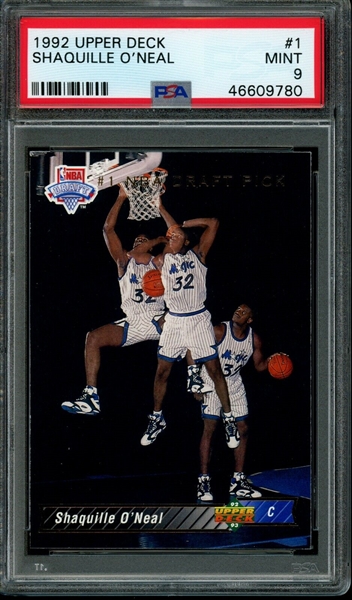 Shaquille ONeal 1992 Upper Deck #1 Rookie Card - PSA Graded MINT 9
