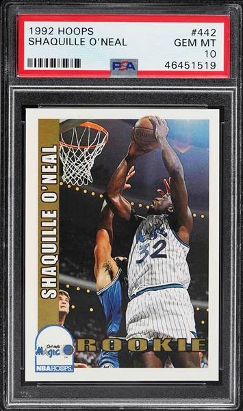 1992 Shaquille ONeal Hoops #442 Rookie Card :: PSA Graded GEM MINT 10