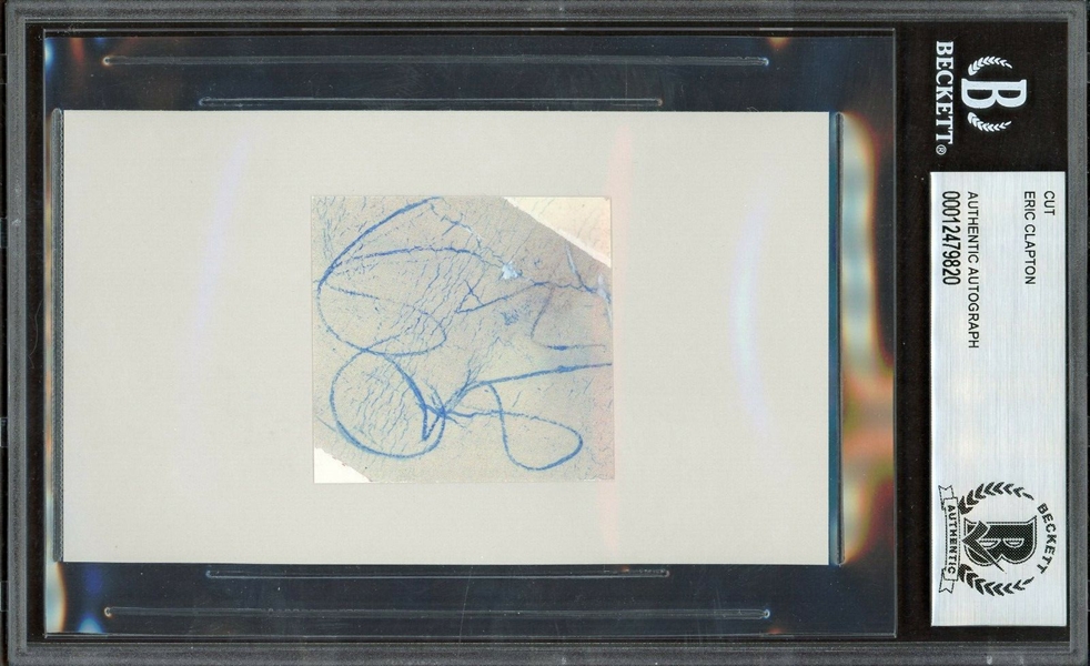 Eric Clapton Signed Cut Segment with Vintage Full Name Autograph (Beckett/BAS Encapsulated)