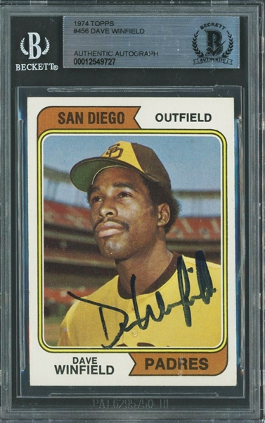 Dave Winfield Signed 1974 Topps #456 Rookie Card (Beckett/BAS Encapsulated)