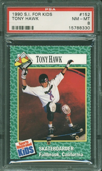 1990 Tony Hawk Sports Illustrated for Kids #152 Rookie Card RC :: PSA NM-MT 8