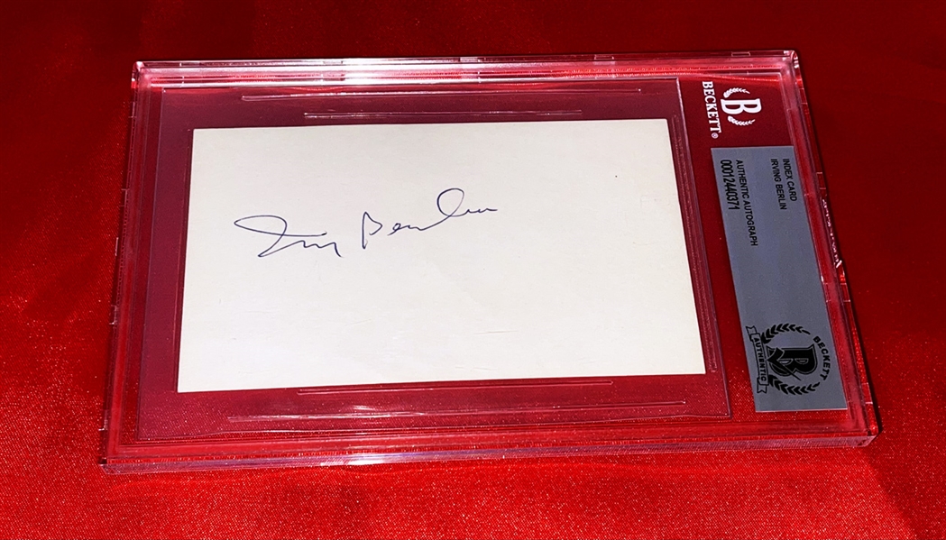 Irving Berlin Signed 3x5 Card (Beckett/BAS Encapsulated)
