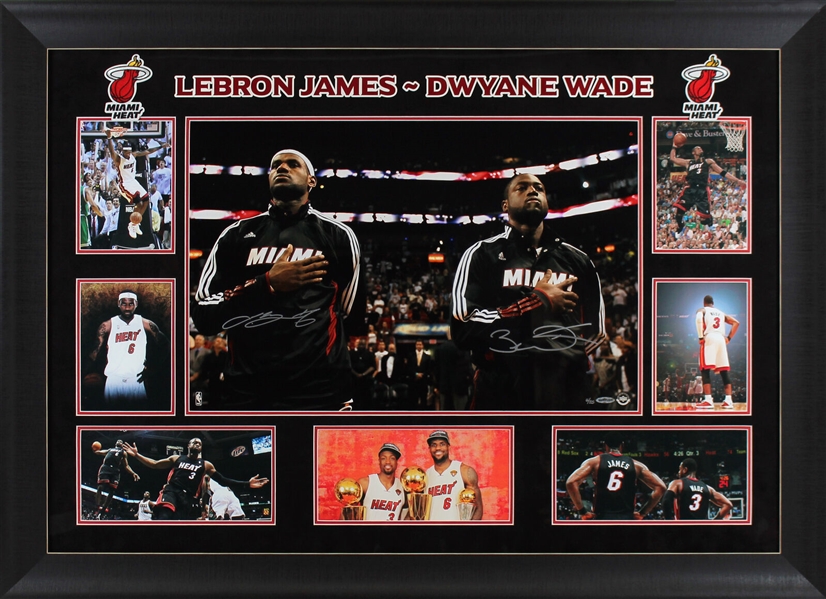 Heat Legends: LeBron James & Dwyane Wade Signed Limited Edition 24" x 16" Photo in Custom Framed Display (UDA & Beckett/BAS)