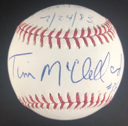 The Pine Tar Incident: 2 Individually signed Baseballs, 1- MLB Umpire Tim McClelland and 1- Royals Player George Brett (Beckett/BAS and JSA)