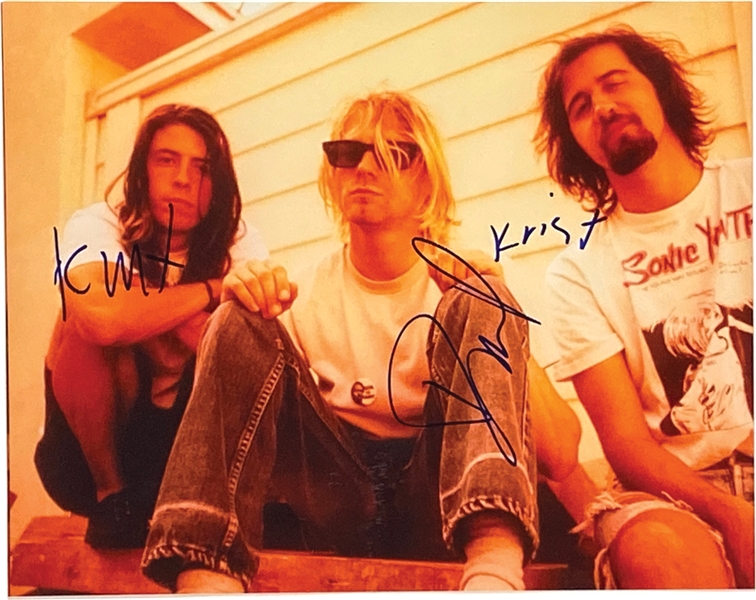 Nirvana In-Person Group Signed 14” x 11” Photograph (3 Sigs) (John Brennan Collection) (Beckett/BAS) 