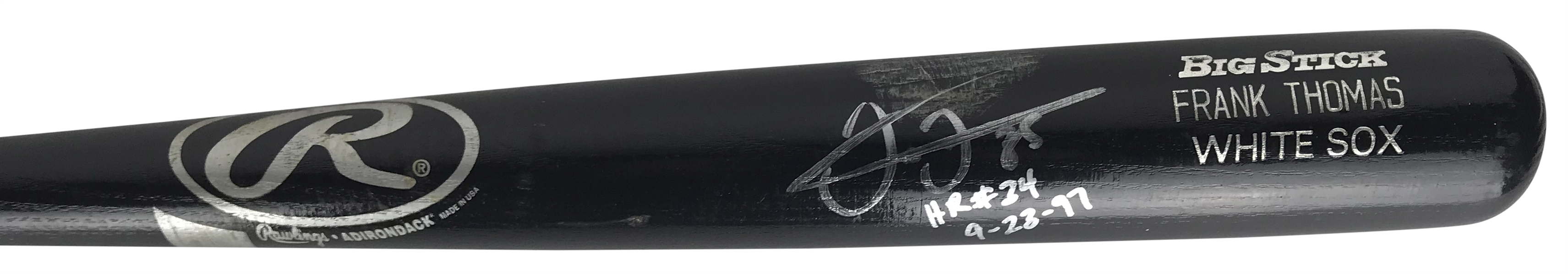 1997 Frank Thomas Signed & Game Used LS 576B Pro Model Bat :: Used for 34th HR of Season :: Big Hurt COA & PSA/DNA GU 9!