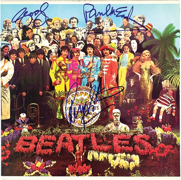 The Beatles ULTRA RARE Signed "Sgt Peppers" Album Cover with Paul, George & Ringo - One of Just a Few Authentic Examples in Existence! (PSA/DNA, JSA, Epperson/REAL, Caiazzo & Cox!)