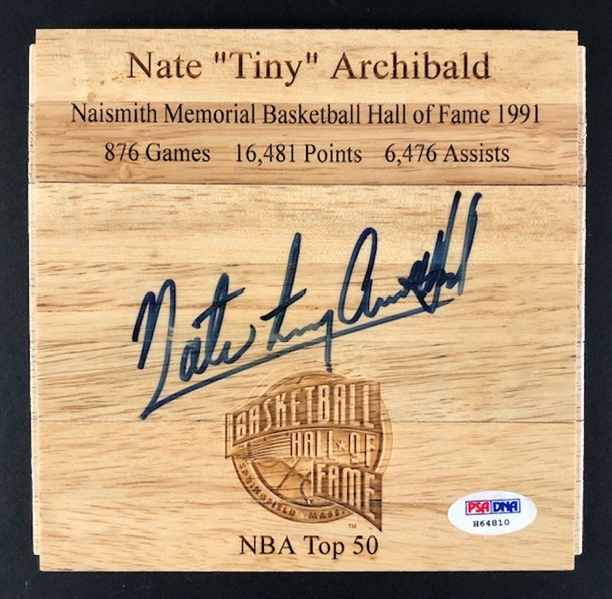 Nate "Tiny" Archibald Signed Floorboard Boston Celtics (PSA/DNA)