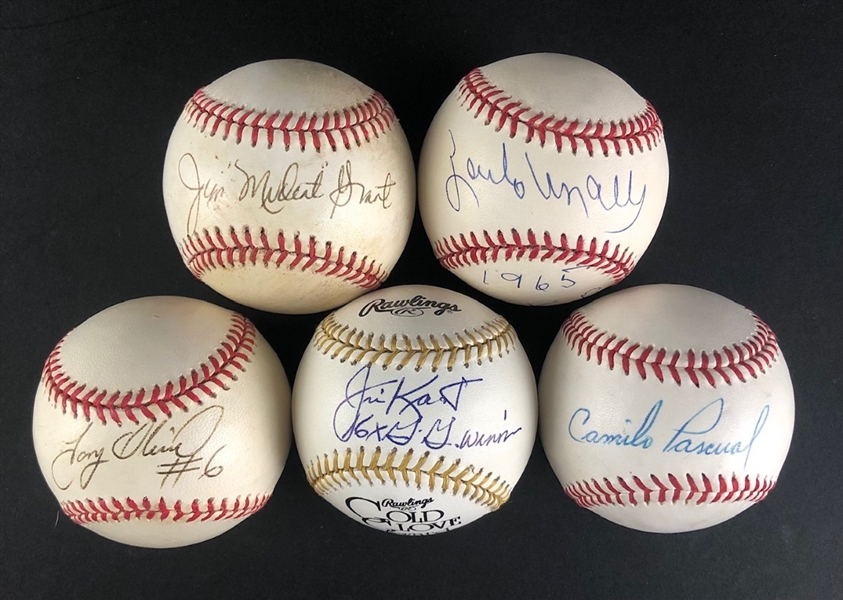 Minnesota Twins MLB Team, Lot of  Individually Signed Baseballs including: Grant, Versalles, Kaat, Pascual, and Oliva 