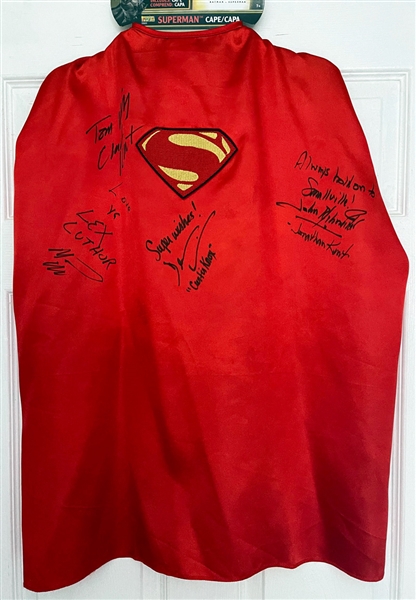 Superman Youth Cape Signed IN-PERSON by Cain, Welling, Rosenberg & Schneider. (Beckett/BAS Guaranteed)