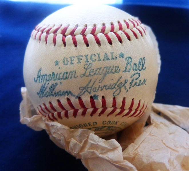  Vintage 1950s William Harridge Official American League Baseball w/ Box and Tissue!