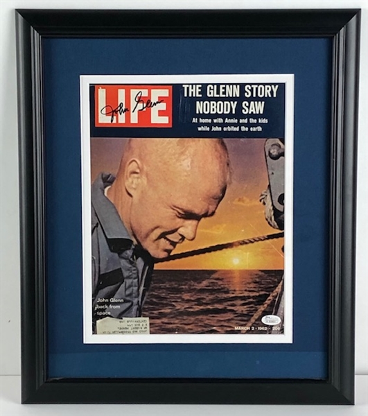 John Glenn Signed LIFE Magazine, Matted & Framed (JSA)