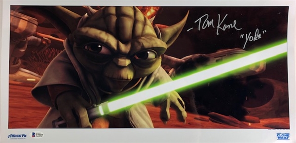 Tom Kane Signed 20" x 10" Color Photograph, w/ Inscription Yoda" (Beckett/BAS)