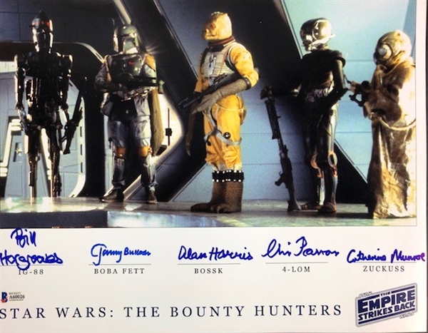 Star Wars-Bounty Hunters 14" x 11" Photograph signed by: Hargreaves, Bulloch, Harris, Parsons, and Munroe (Beckett/BAS)