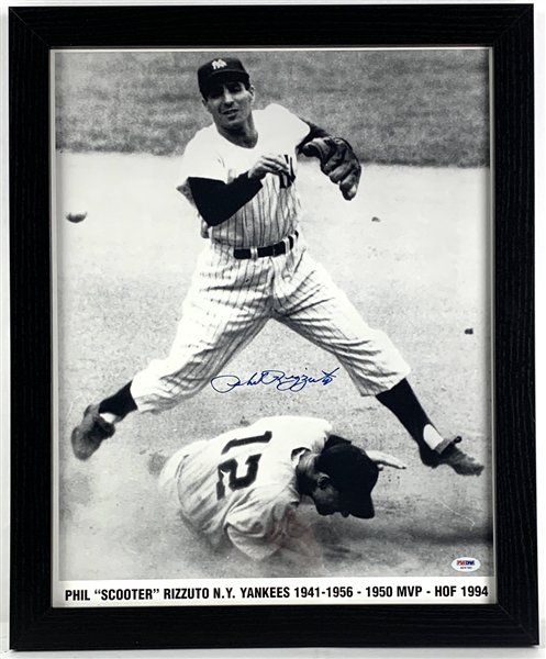 Phil Rizzuto Signed 16" x 20" Photo in Framed Display (PSA/DNA)
