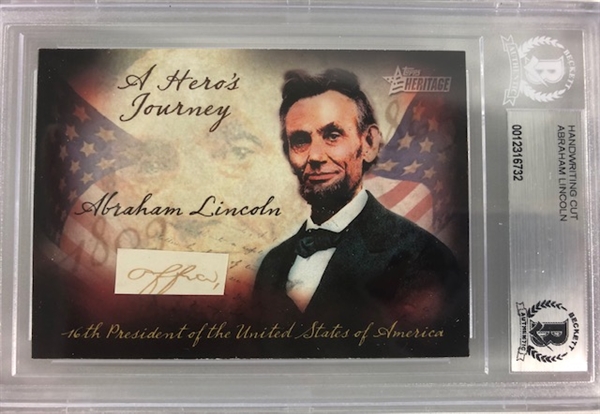 Box #7: Abraham Lincoln Handwritten Cut with word "Office" (Beckett/BAS Encapsulated)