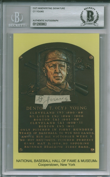 Cy Young Signed Cut (Beckett/BAS Encapsulated)