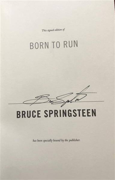 Bruce Springsteen Signed First Edition "Born To Run" Book (Beckett/BAS Guaranteed)