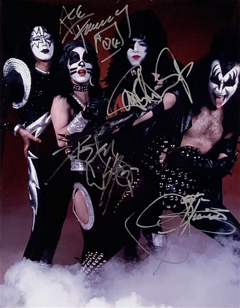 KISS Group Signed 11" x 14" Color Photograph with Original Lineup Incl. Simmons, Stanley, Frehley & Criss! (Beckett/BAS Guaranteed)