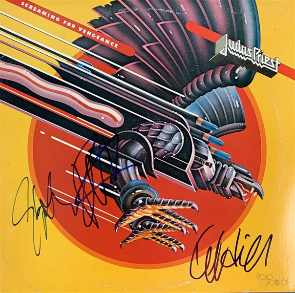 Judas Priest Group Signed "Screaming for Vengeance" Record Album Cover (3 Sigs)(Beckett/BAS Guaranteed)