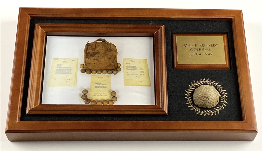 John F. Kennedy Owned And Used Early Golf Ball Uniquely Framed (Provenance Letter Included)
