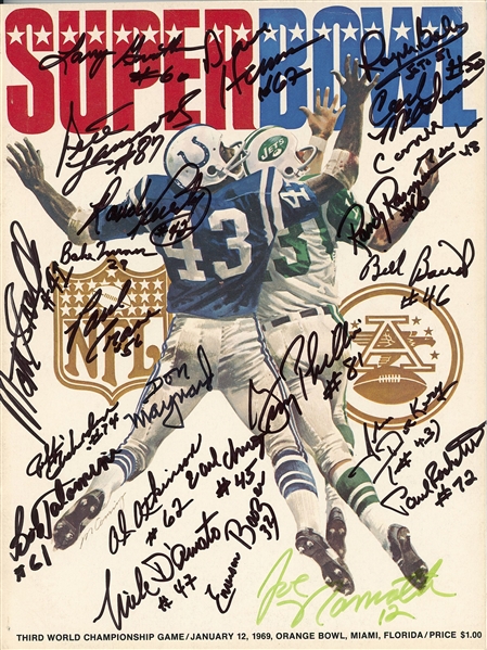 NY Jets (23 Sigs w/ “Broadway” Joe Namath) Iconic 3rd Super Bowl Program (Beckett/BAS Guaranteed) 
