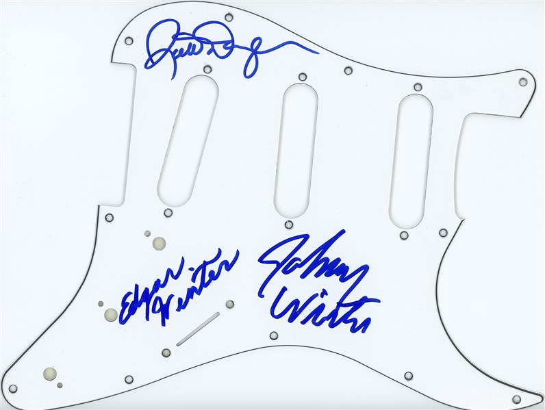 Johnny Winter, Edgar Winter, & Rick Derringer Signed Strat Guitar Pickguard (Beckett/BAS Guaranteed) 