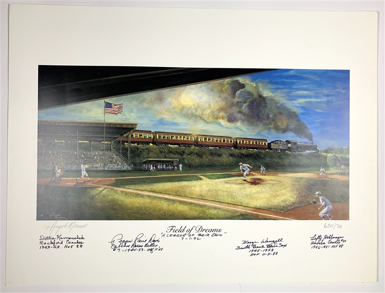 Field of Dreams “A League of Their Own” Signed 24” x 18” Lithograph (5 Sigs) (Beckett/BAS Guaranteed)