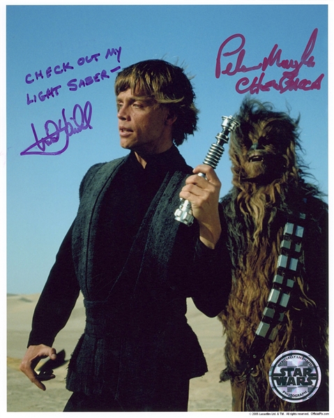 Star Wars: Mark Hamill & Peter Mayhew Signed 8” x 10” Photo from “Return of the Jedi” With Great Inscription (Beckett/BAS Guaranteed)