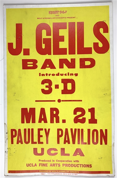 J. Geils Band UCLA 14”x 22” Window Card Poster