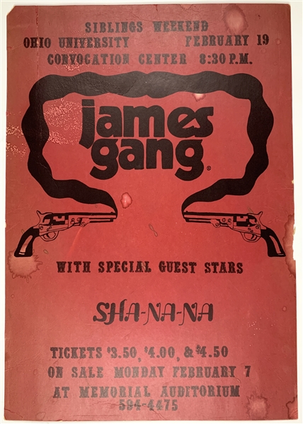 James Gang Ohio University 14”x 20” Window Card Poster