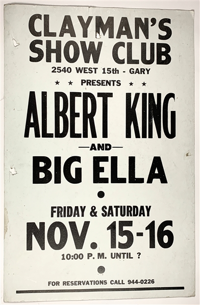 Albert King & Big Ella Clayman’s Show Club 17” x 26” Window Card Poster