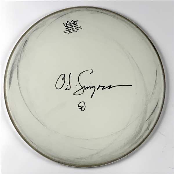 OJ Simpson In-Person Signed Drumhead (John Brennan Collection) (Beckett/BAS Guaranteed)
