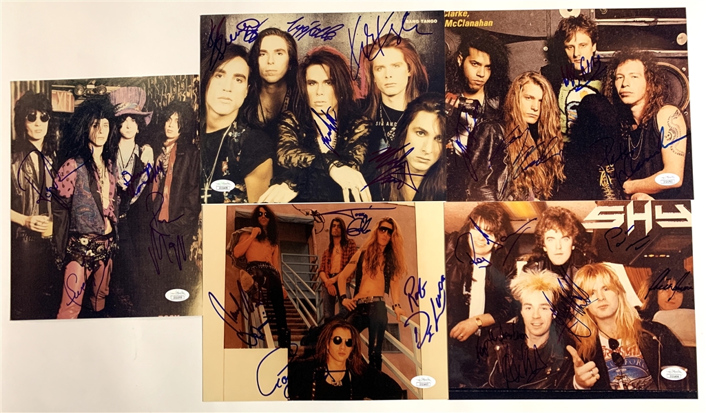 80s Hair Metal LOT (5) In-Person Group Signed 10” x 8” Photos (Warrior Soul, Bang Tango, etc) (John Brennan Collection) (JSA Authentication)