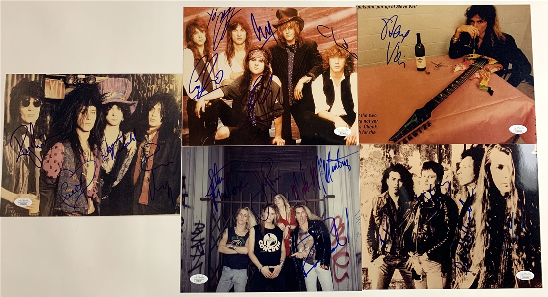Rock LOT (5) In-Person Signed 10” x 8” Photos (London Quireboys, Steve Vai, etc) (John Brennan Collection) (JSA Authentication)