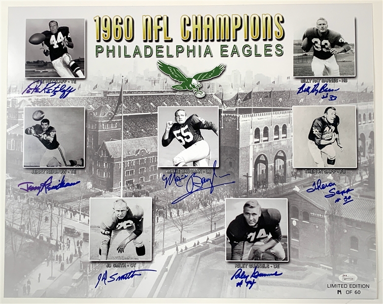 Philadelphia Eagles 1960 Team Signed 20” x 16” Photo (7 Sigs) (JSA Authentication)
