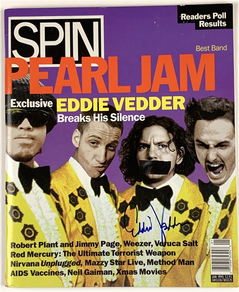 Pearl Jam: Eddie Vedder Signed “Spin” Magazine (Beckett/BAS Guaranteed)