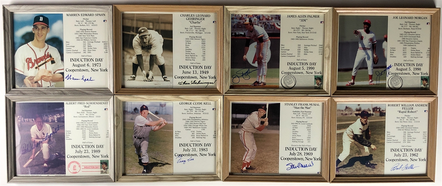 Baseball Lot (8) HOF Induction 10” x 8” Cards (Gehringer, Feller, Spahn, Ect) (Beckett/BAS Guaranteed)