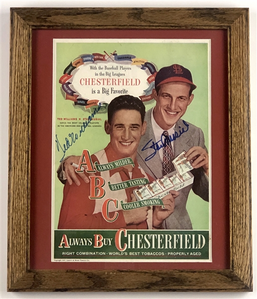 Ted Williams & Stan Musial Signed Chesterfield Ad (Beckett/BAS Guaranteed)