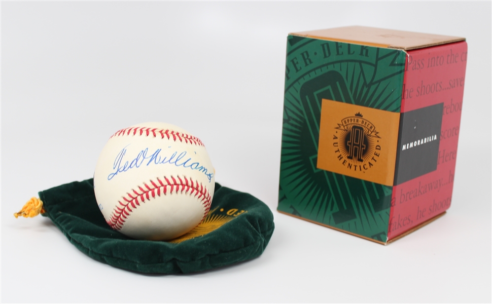 Ted Williams Signed OAL Baseball (Upper Deck w/ Box & Pouch) (Beckett/BAS Guaranteed)