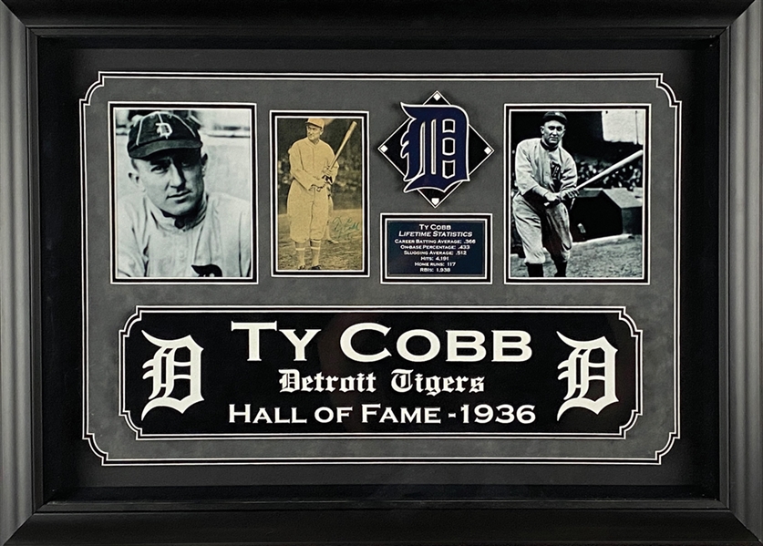 Ty Cobb Signed & Framed Photo with PSA/DNA MINT 9 Autograph!