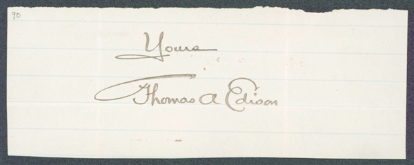 Thomas Edison Early Signed Autographed Page Segment (JSA)