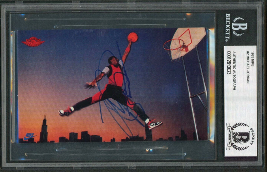 Michael Jordan Signed 1985 Nike Promo Rookie Card with Rookie Era Autograph (Beckett/BAS Encapsulated)