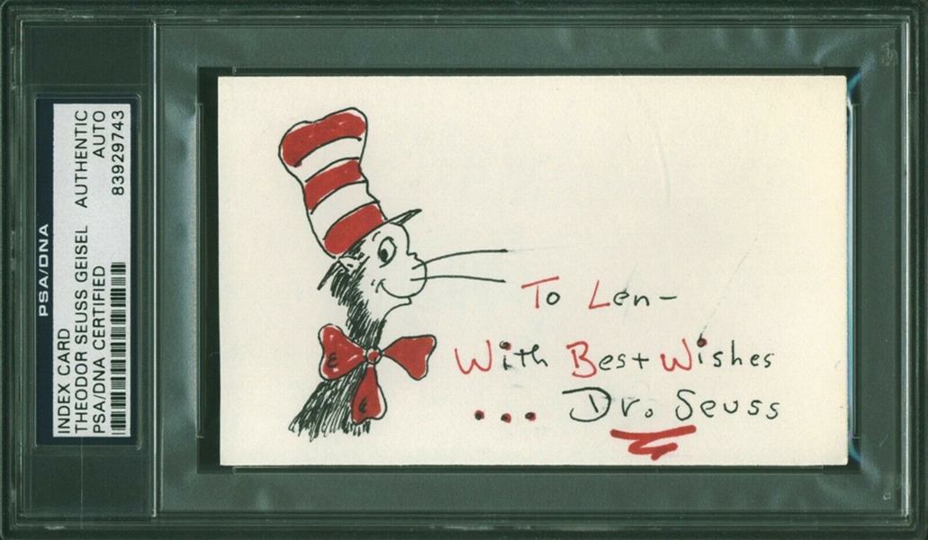 Dr. Seuss Hand Drawn & Signed Sketch of "The Cat in the Hat" (PSA/DNA Encapsulated)