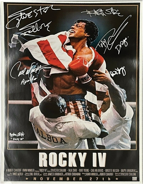 Rocky IV Cast Signed Movie Poster with Stallone, Shire, Lundgren, etc. (Beckett/BAS LOA)
