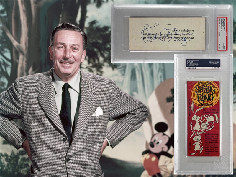 Walt Disney RARE Signed 1963 Disneyland Spring Fling Ticket (PSA/DNA Encapsulated)